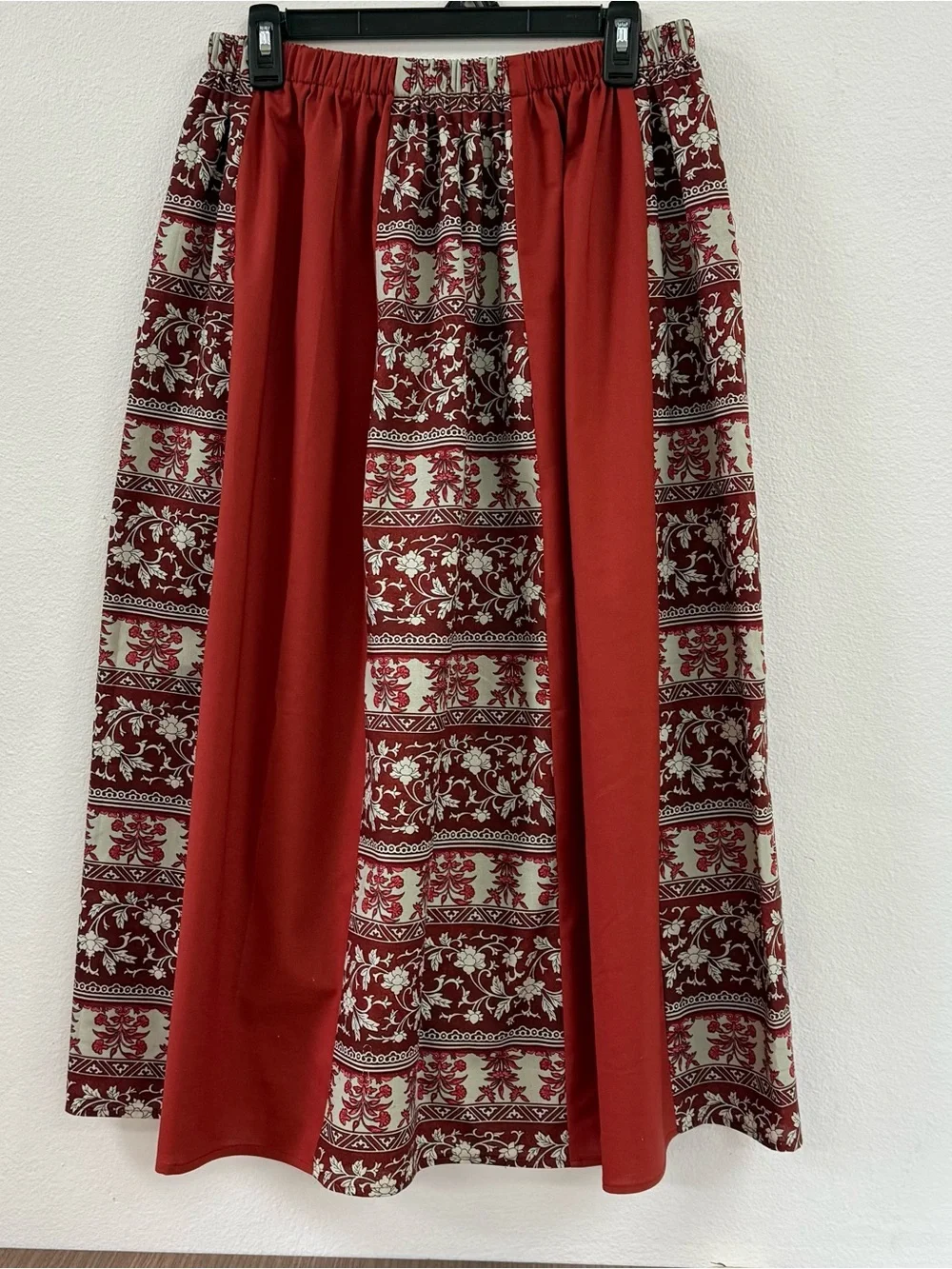 Patterned Panel Midi Skirt
